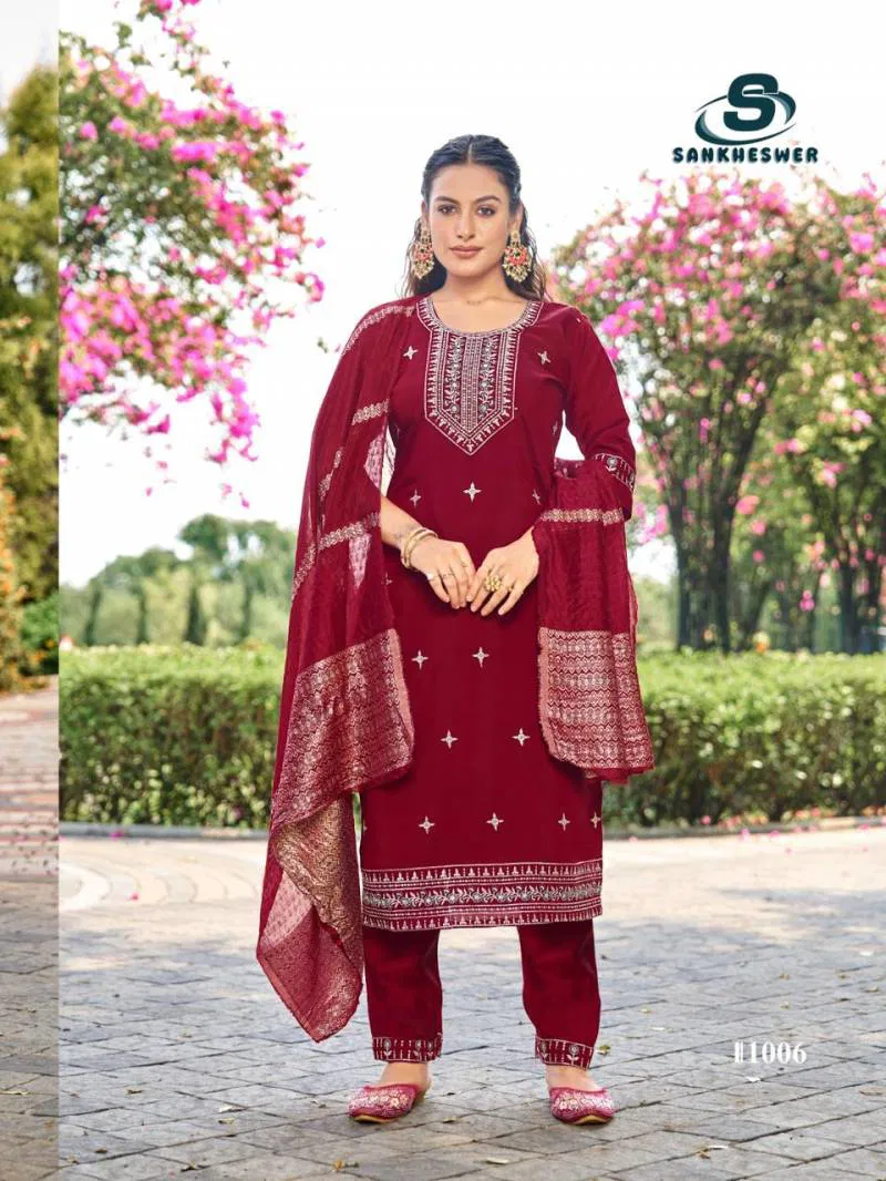 Sofia Vol 1 By Sankheswer Roman Silk Readymade Top Bottom With Dupatta Wholesale In India